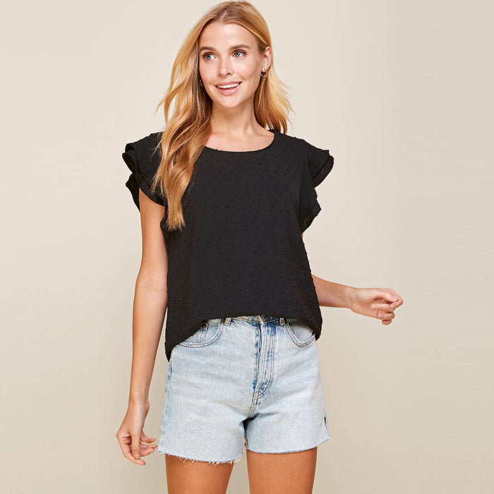 Shelby Swiss Dot Top in Black-Lemons and Limes Boutique