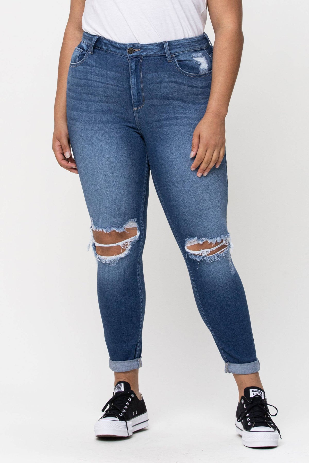 Harper Distressed Skinny Jean, Plus Sizes--Lemons and Limes Boutique