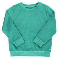 Ocean Teal Terry Knit Crew Neck Sweatshirt--Lemons and Limes Boutique