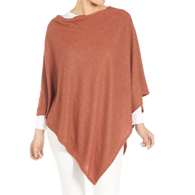 Lightweight Brushed Poncho in Rust--Lemons and Limes Boutique