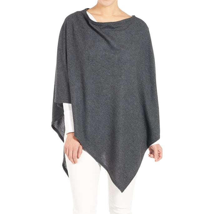 Lightweight Brushed Poncho in Charcoal-Lemons and Limes Boutique