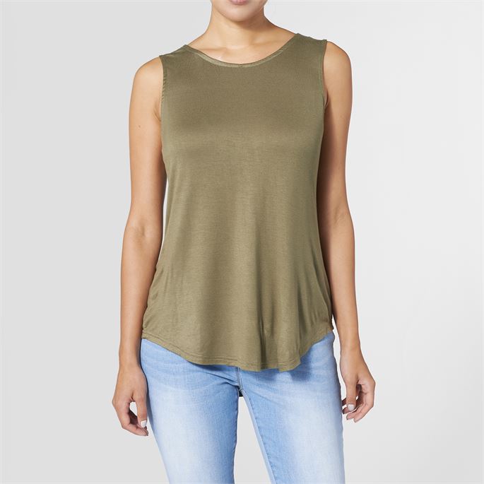 Erin Pleat Back Tank in Olive-Lemons and Limes Boutique