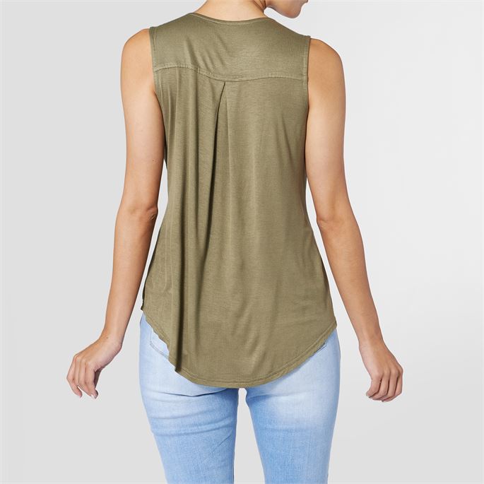 Erin Pleat Back Tank in Olive-Lemons and Limes Boutique