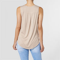 Erin Pleat Back Tank in Tan--Lemons and Limes Boutique