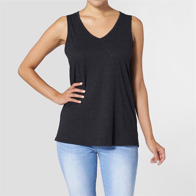 Haiden V-Neck Tank in Charcoal--Lemons and Limes Boutique