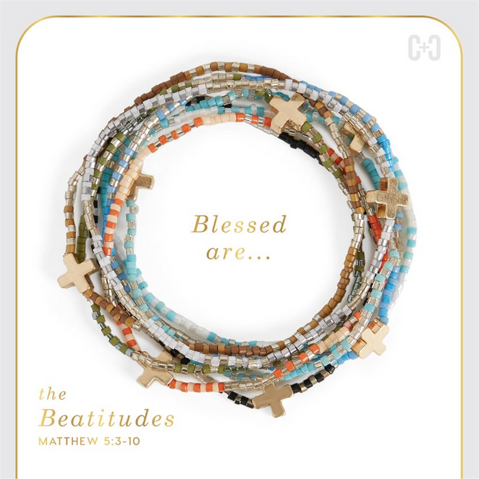 The Beatitudes Cross Charm Bracelet in Gold--Lemons and Limes Boutique