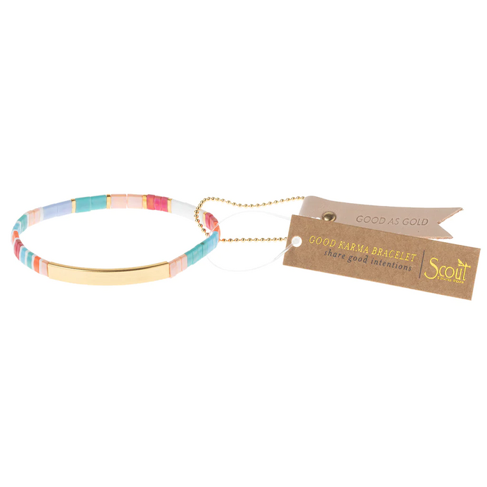 Good Karma Miyuki Bracelet | Good as Gold Aqua/ Multi Gold-Bracelet-Lemons and Limes Boutique