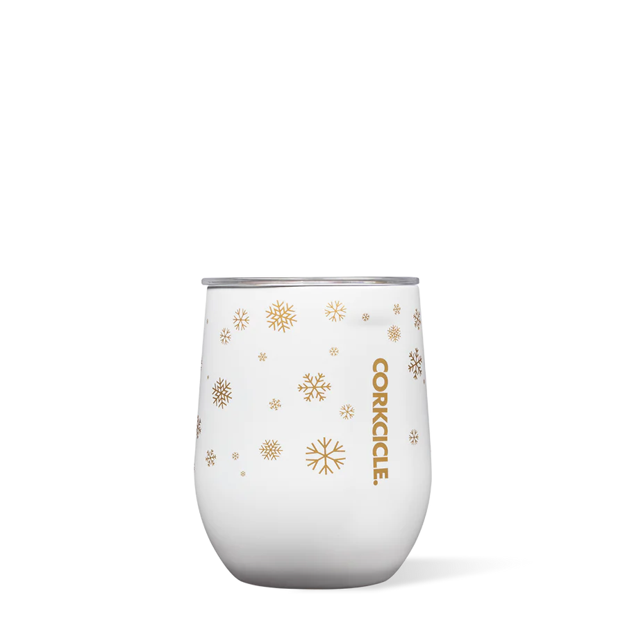 Corkcicle- 12oz. Holiday Stemless Cup in Snowfall White-Lemons and Limes Boutique