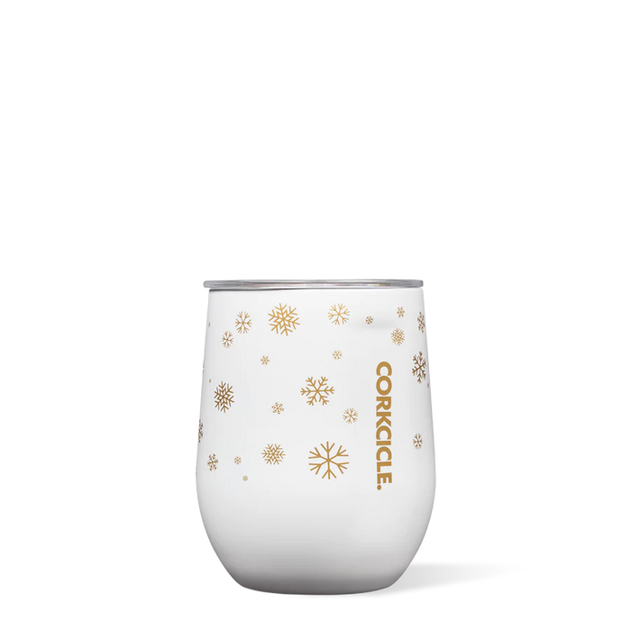Corkcicle- 12oz. Holiday Stemless Cup in Snowfall White-Lemons and Limes Boutique