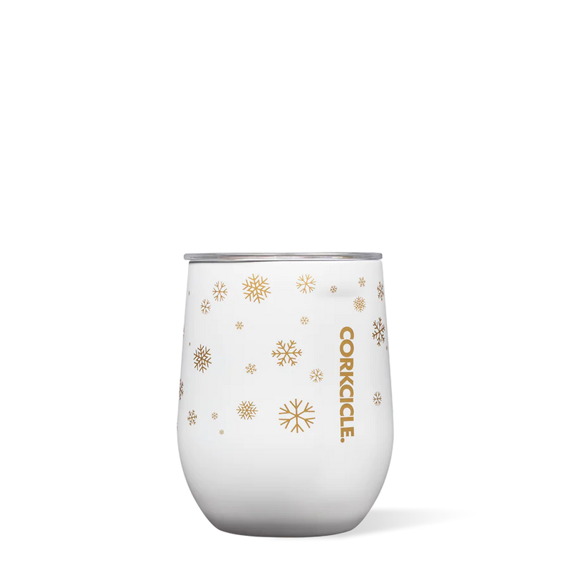 Corkcicle- 12oz. Holiday Stemless Cup in Snowfall White-Lemons and Limes Boutique