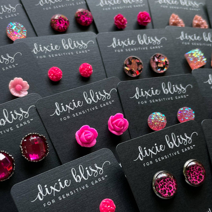 Pink Stud Earrings-Lemons and Limes Boutique