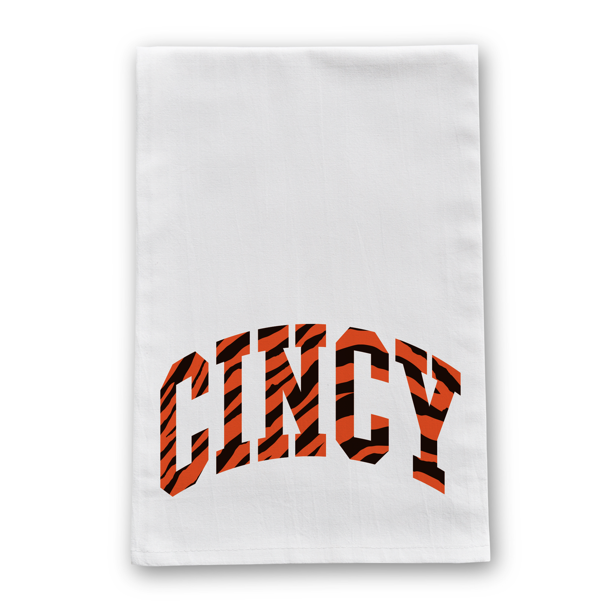 Cincinnati OH Bengal Stripe Cincy Word Tea Towel-Lemons and Limes Boutique
