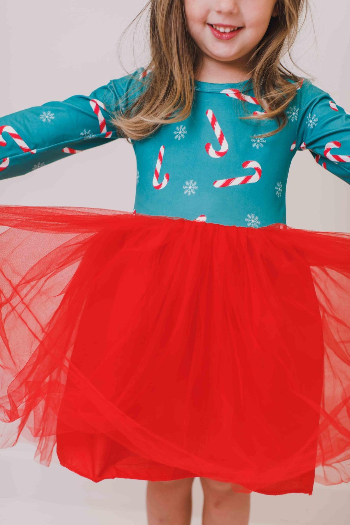 Christmas Candy Long-Sleeve Tutu Dress-Apparel-Lemons and Limes Boutique