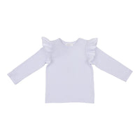 White L/S Ruffle Tee--Lemons and Limes Boutique