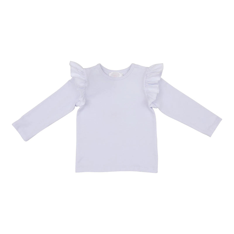 White L/S Ruffle Tee--Lemons and Limes Boutique