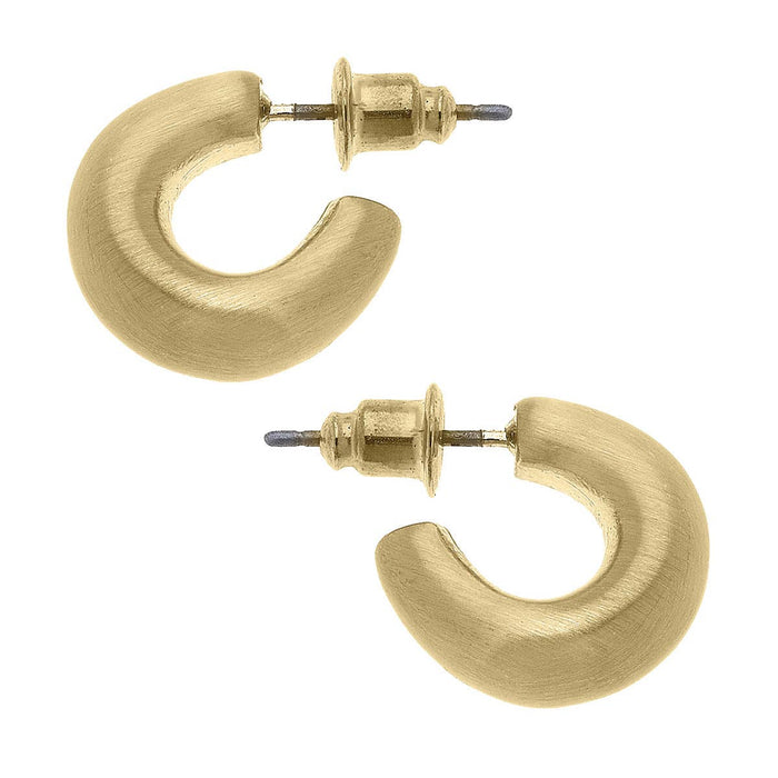 Alison Hoop Earrings in Satin Gold Canvas Style-Lemons and Limes Boutique