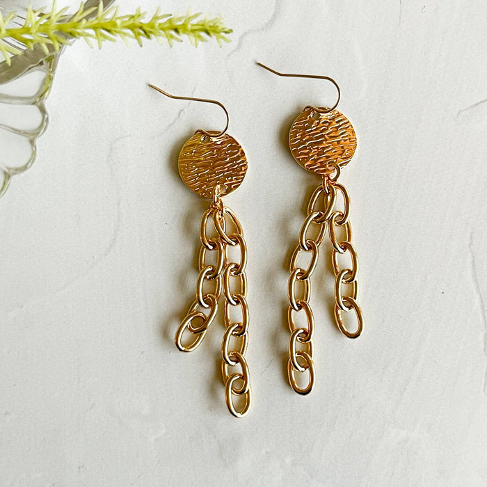 Gold Chain Link Dangle Earrings-Lemons and Limes Boutique