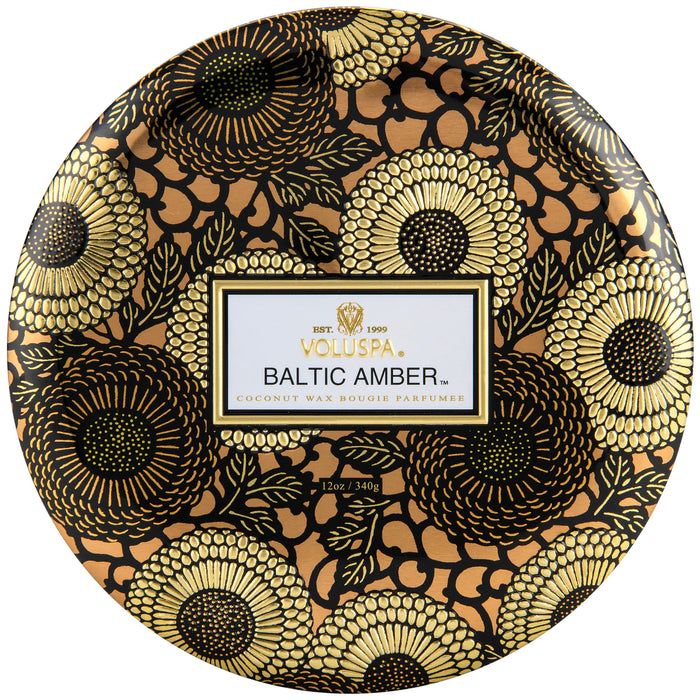 Baltic Amber 3 Wick Tin Candle Voluspa--Lemons and Limes Boutique