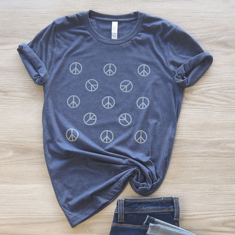 So Much Peace Graphic T-Shirt on Heathered Navy--Lemons and Limes Boutique