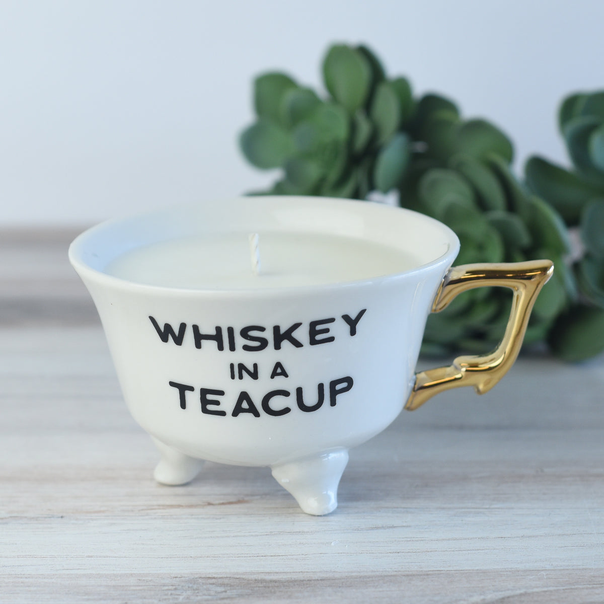 6 oz. Candle Stoneware Footed Teacup-Candle-Whiskey in a Teacup-Lemons and Limes Boutique