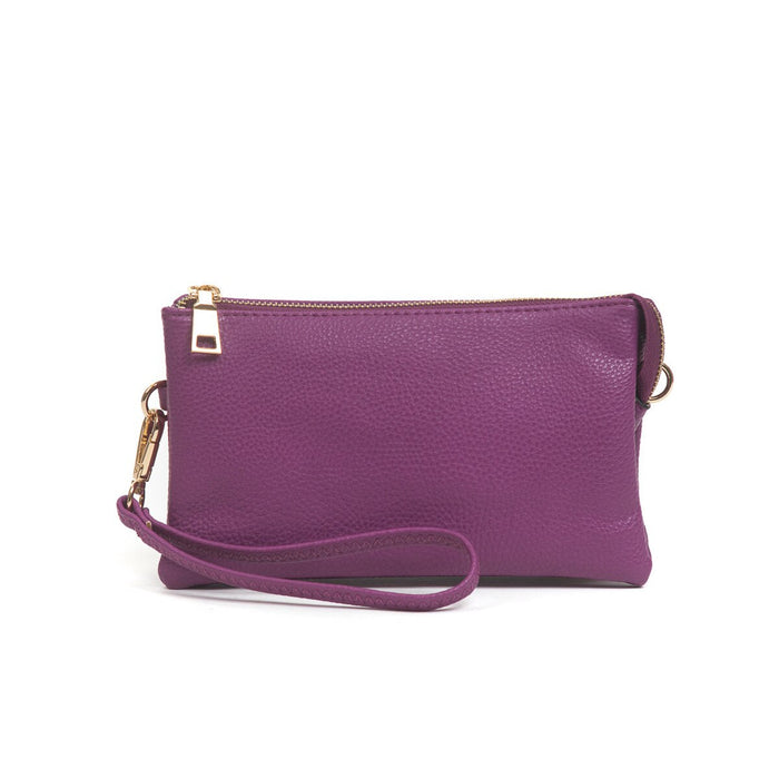Riley Monogrammable 3 Compartment Crossbody/Wristlet in Purple--Lemons and Limes Boutique