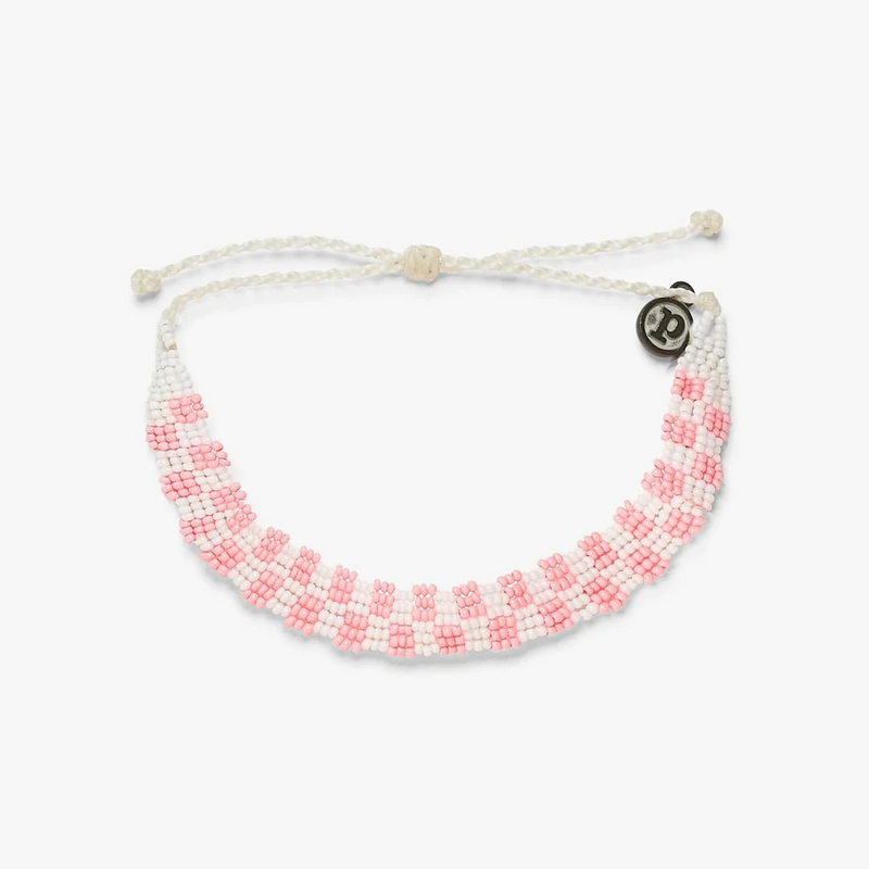 Pura Vida Woven Seed Bead Checkered Pink/White Bracelet--Lemons and Limes Boutique