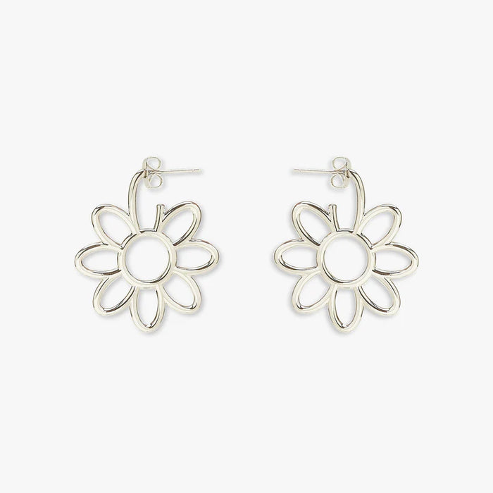 Pura Vida- Oversized Daisy Hoop Earrings in Silver-Lemons and Limes Boutique