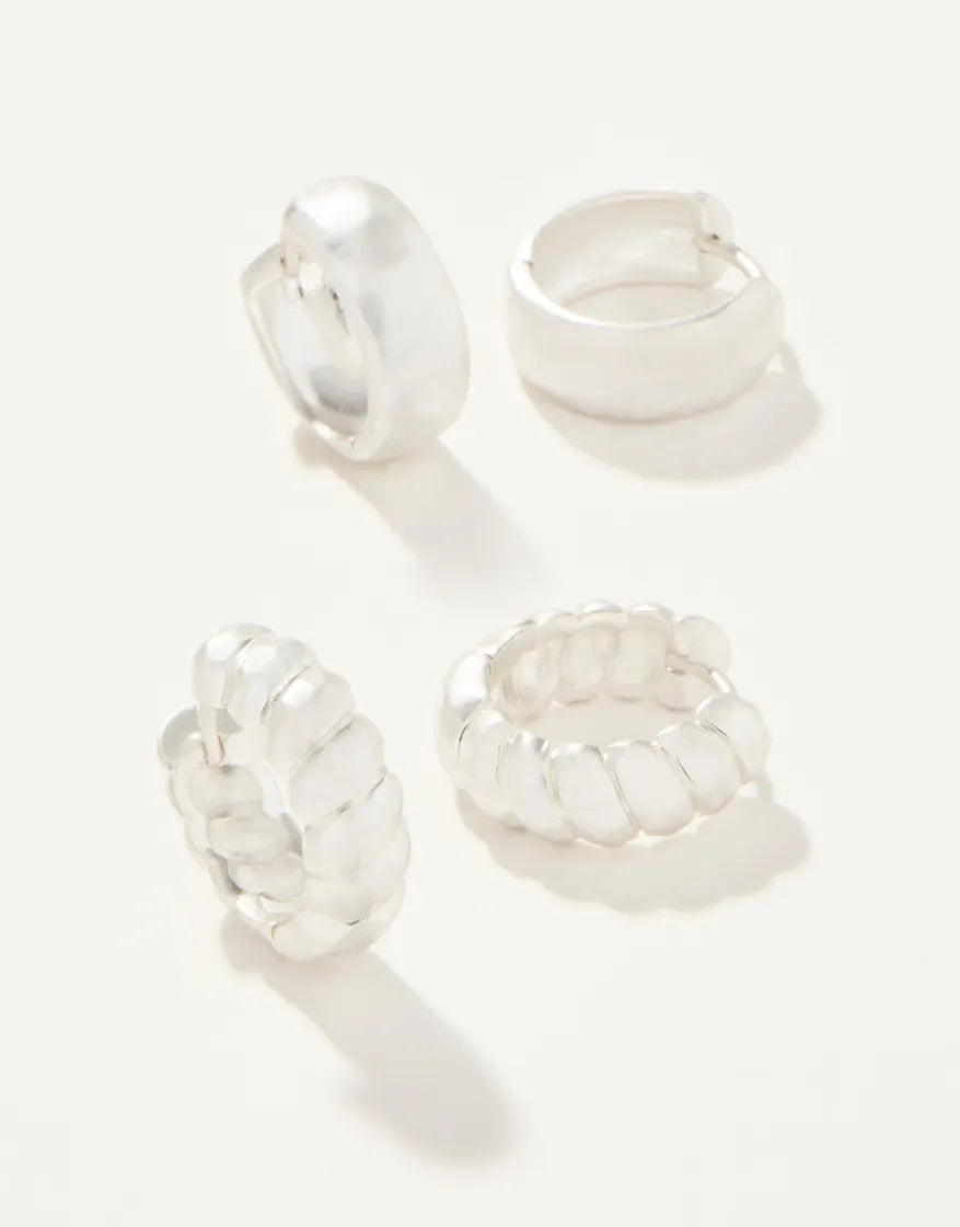 Spartina Classic Hoop Earring Set in Silver (2 pairs)-Lemons and Limes Boutique