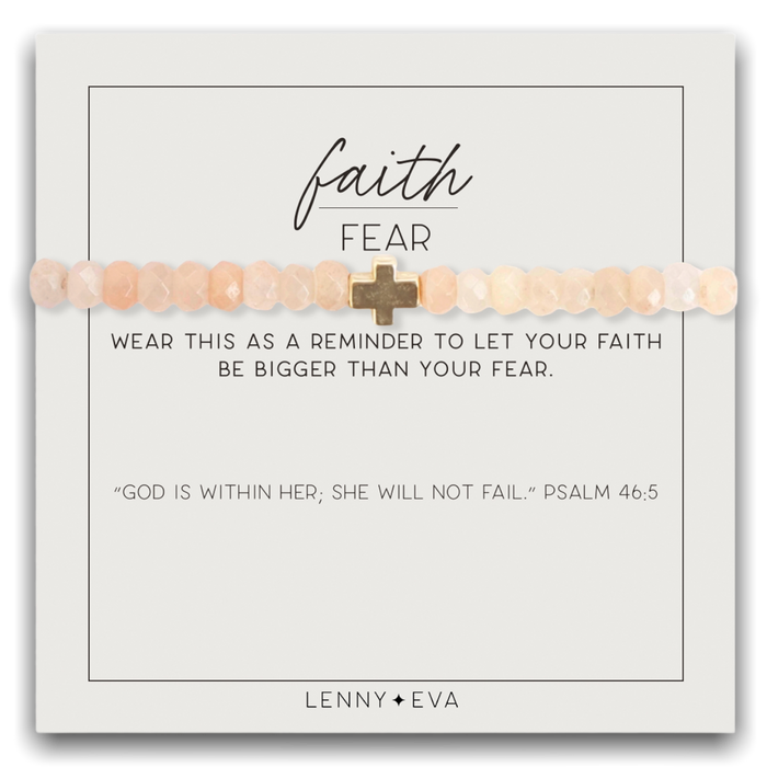 Faith Over Fear Bracelet-Rondelle, Pink Jade-Lemons and Limes Boutique