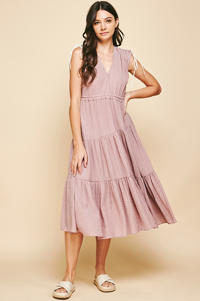 Abby Tiered Mini Dress in Dusty Rose-Lemons and Limes Boutique
