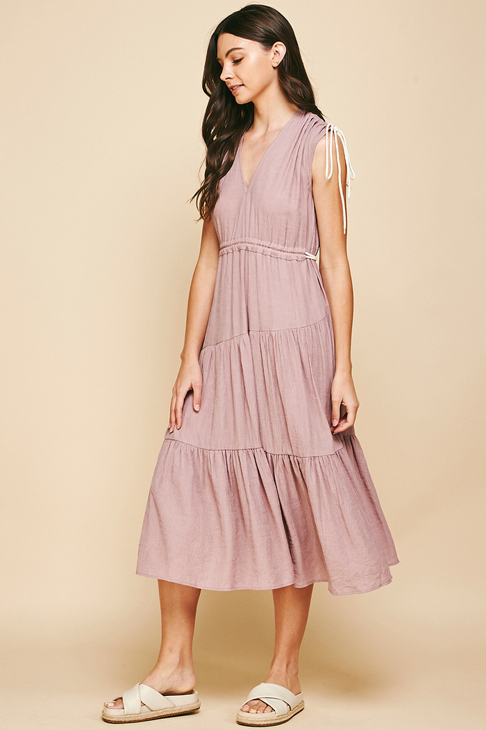 Abby Tiered Mini Dress in Dusty Rose-Lemons and Limes Boutique