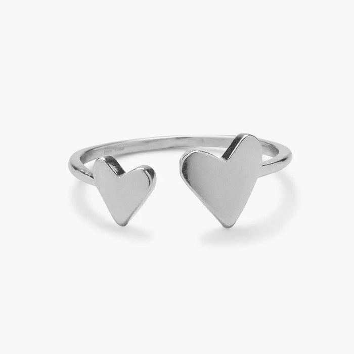 Pura Vida Two Hearts Open Ring in Silver--Lemons and Limes Boutique