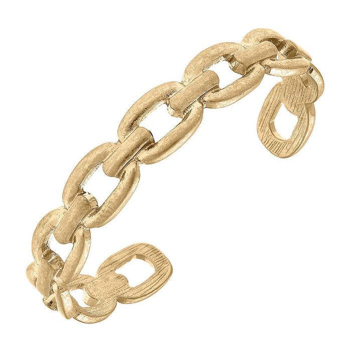 Kaiya Chain Link Bangle in Worn Gold Canvas Style--Lemons and Limes Boutique