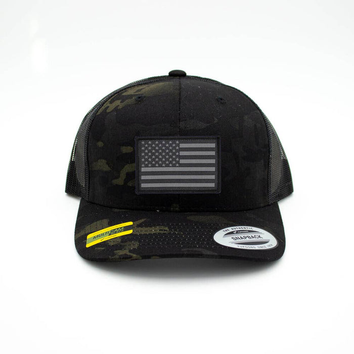 American Flag Trucker Hat - MultiCamo-Lemons and Limes Boutique
