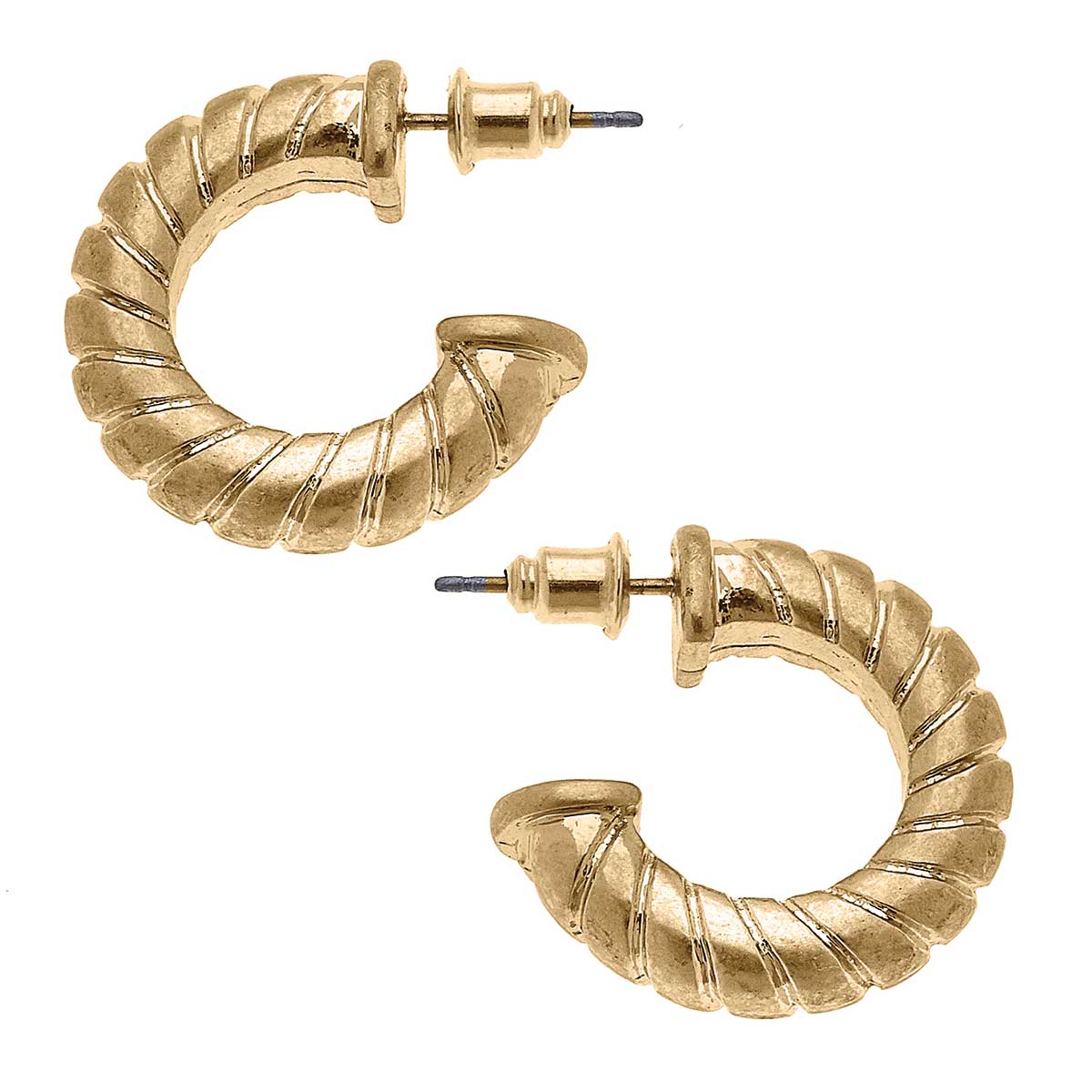 Augusta Twisted Metal Hoop Earrings in Worn Gold Canvas Style--Lemons and Limes Boutique