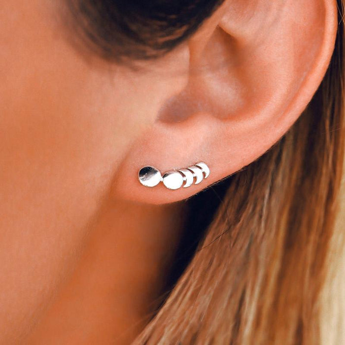 Pura Vida Moon Phases Climber Earrings in Silver-Stud Earrings-Lemons and Limes Boutique