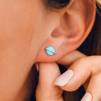 Pura Vida Opal Saturn Stud Earrings in Silver-Earrings-Lemons and Limes Boutique