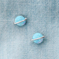 Pura Vida Opal Saturn Stud Earrings in Silver-Earrings-Lemons and Limes Boutique