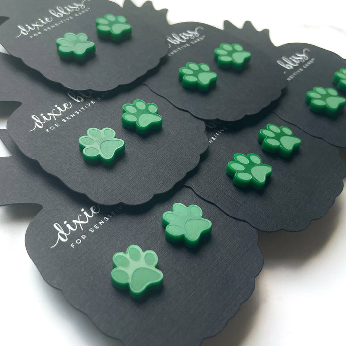 Sports Paw Stud Earrings in Green-Lemons and Limes Boutique