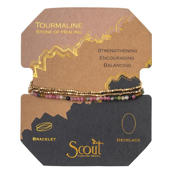 Delicate Stone Bracelet/Necklace - Tourmaline/Gold-Bracelet-Lemons and Limes Boutique