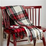 White Tartan Fringe Throw-Throw Blankets-Lemons and Limes Boutique