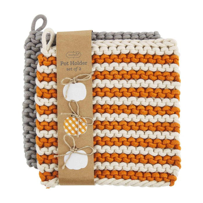 Orange Crochet Pot Holder Set-Accessories-Lemons and Limes Boutique