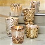 Gold with Lines Mercury Votive-Candles & Lanterns-Lemons and Limes Boutique