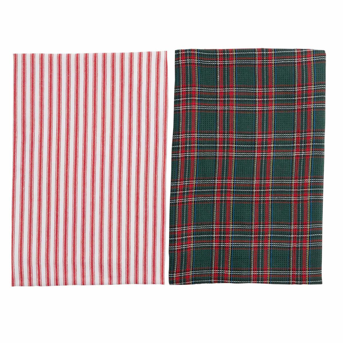 Green Plaid Waffle Towel Set-Towels-Lemons and Limes Boutique