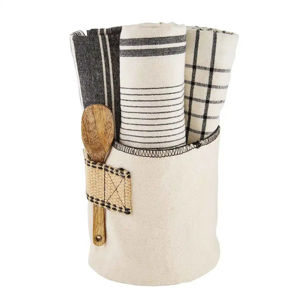 Striped Dish Towel Bucket-Lemons and Limes Boutique