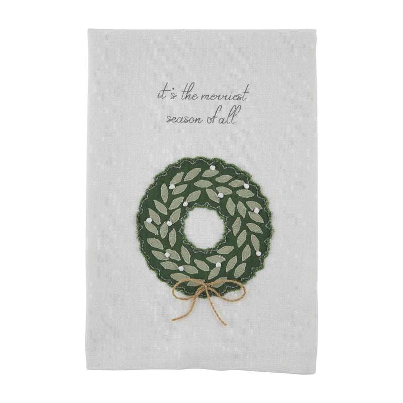 Wreath Applique Christmas Tea Towel-Towels-Lemons and Limes Boutique