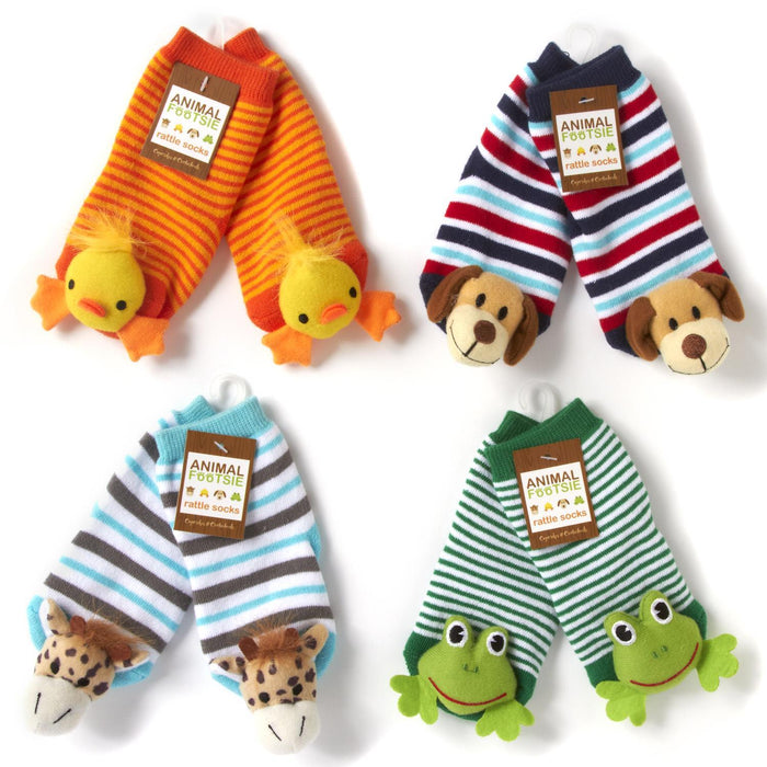 Animal Footsie Rattle Socks Assorted 4 Designs--Lemons and Limes Boutique