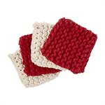 Red & White Crochet Coaster Set-Coasters-Lemons and Limes Boutique