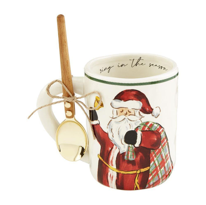 Santa Bell Tartan Mug Set-Drinkware-Lemons and Limes Boutique