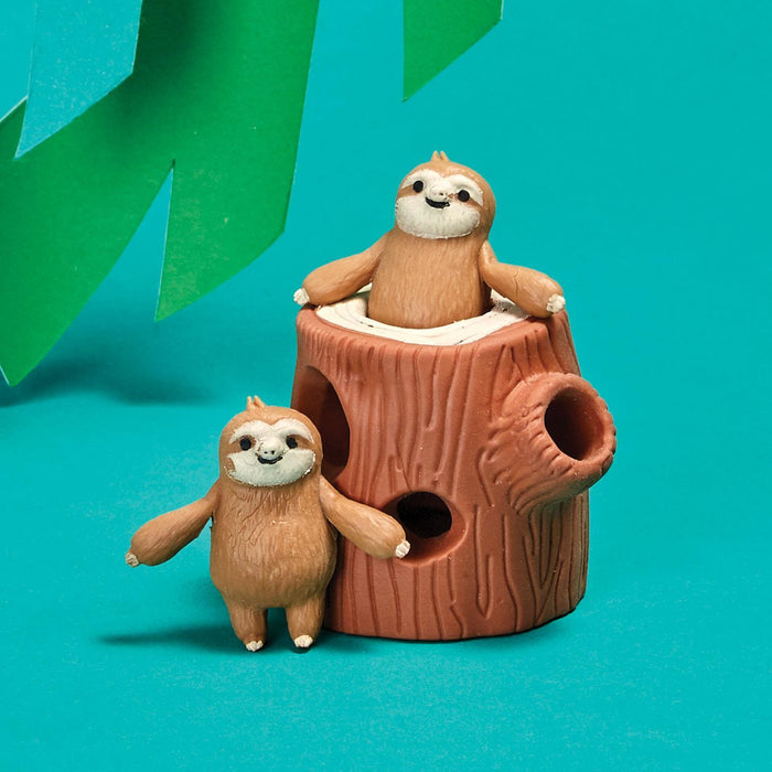 Peek-a-Boo Two Sloths in Tree Stump Stretch Toy--Lemons and Limes Boutique